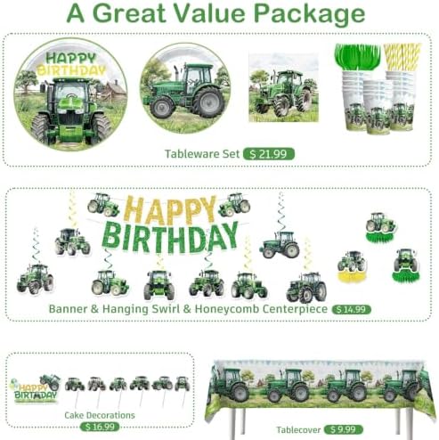 Xynic 213pcs Tractor Birthday Decorations for Farm Party, Serves 25 - Image 5