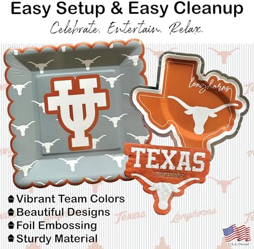 University of Texas Longhorns Party Decorations with Plates & Napkins 37 Pc - Image 4