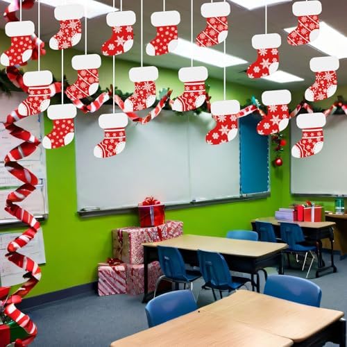 Blulu 40pcs Christmas Cutouts Winter Bulletin Board, Stocking Classic - Image 5