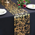 Black and Gold Table Runner, Glitter Metallic Foil Mesh Roll 49 Feet by Snowkingdom