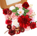Floweroyal Artificial Flowers Combo Red Flowers Mix Silk Flowers Dahlia Roses with Stems for DIY Wedding Bridal Bouquets, Baby Shower, Floral Arrangement, Table Centerpieces, Home Decorations. by FloweroyalCrafts