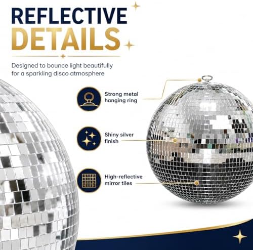 Youdepot 12-Inch Large Hanging Mirror Ball for Disco Party Decor - Image 3