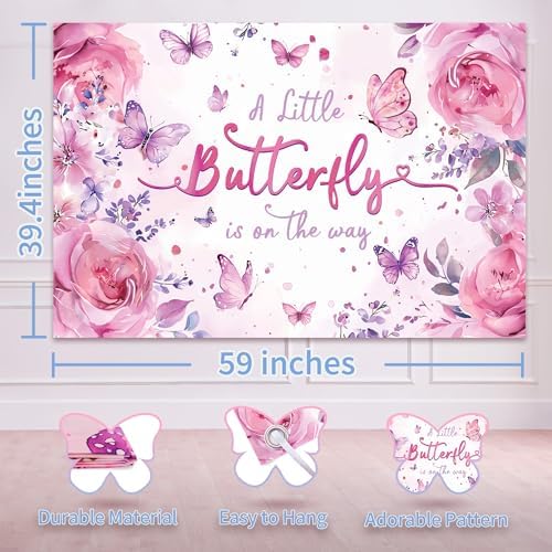 126 pcs Butterfly Baby Shower Decorations For Girl,4 pcs Butterfly Balloon Boxes,Floral,Butterfly Aluminum Foil Balloons,Flower,"A little butterfly is on the way","Mommy to be" Sash - Image 4