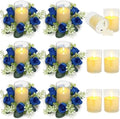 6 Sets Artificial Roses Candle Rings with LED Candles, Royal Blue by TOBILU