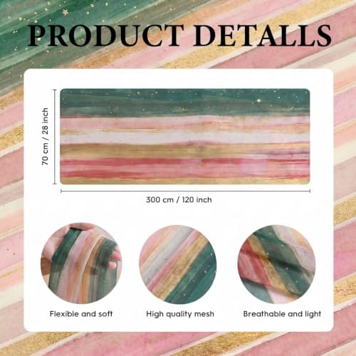 Artoid Mode Boho Green Red Stripes Christmas Chiffon Table Runner 120 Inches 10FT,Seasonal Fabric Kitchen Dining Holiday Table Decor for Home Party - Image 7