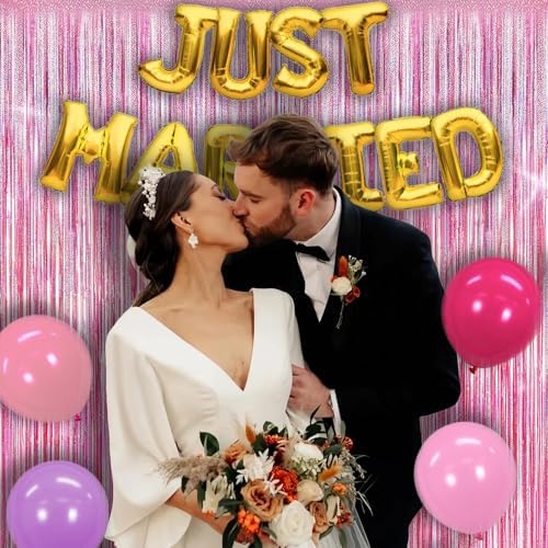 5 Pack 3.28ft x 6.56ft Glitter Pink Tinsel Foil Fringe Curtains, Photo Booth Backdrop Party Decorations for Birthday Wedding Baby Shower Graduation Valentines Day New Years - Image 4