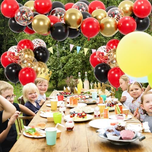 100pcs Black Gold Red Balloons, 12inch Red Black and Metallic Gold Confetti Balloons for Birthday, Anniversary, Casino Night, Graduation, Hollywood Movie Night Party Decorations - Image 5