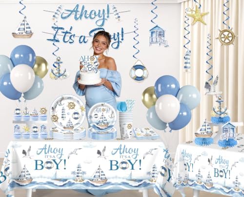 Xynic Ahoy Its a Boy Baby Shower Decorations Set,Serves 25 Guests - Image 3