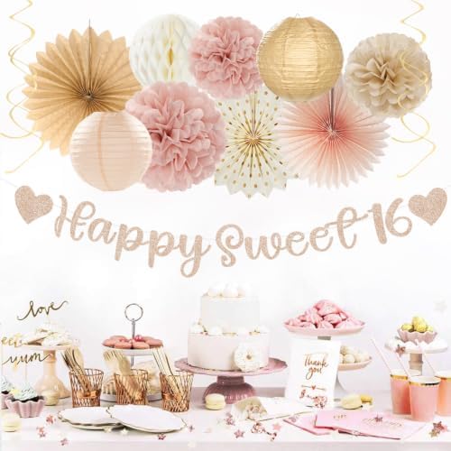 Girls Sweet-16 Party-Decorations Sixteen 16th Birthday-Decor - Huglony - Image 5