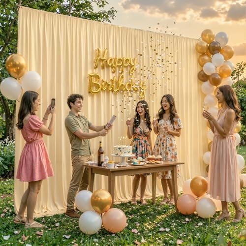 20x12ft Champagne Backdrop Curtain Panels for Parties - Wrinkle Free Polyester Photo Curtain Backdrop Wedding Back Drop Fabric Drapes for Party Decorations Background for Photography - Image 7