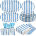 Mimorou 175 Pcs Light Blue and White Striped Party Tableware for 25 by Unknown