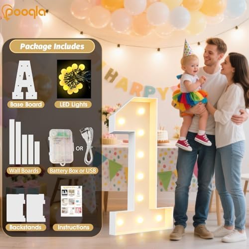 Pooqla 4 FT Marquee Numbers, Light Up Number 2 2nd Birthday Decorations - Image 3
