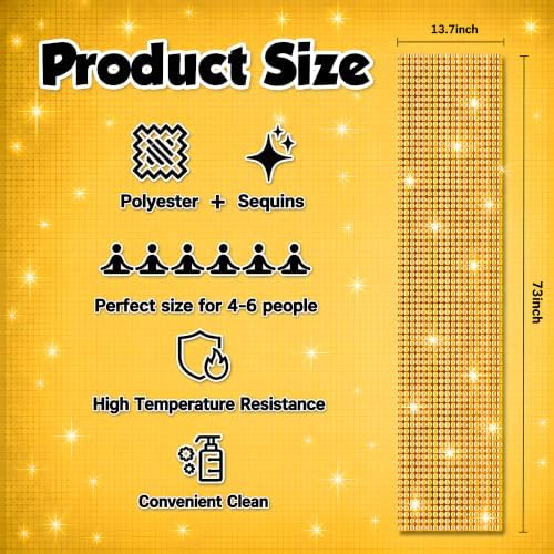 Disco Party Decorations - Gold Glitter Disco Table Runner - Image 2