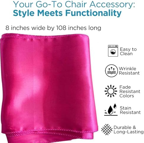 Leading Linens 100 pcs Fuchsia 108"x8" Satin Bow Sash Chair Cover Decor - Image 2
