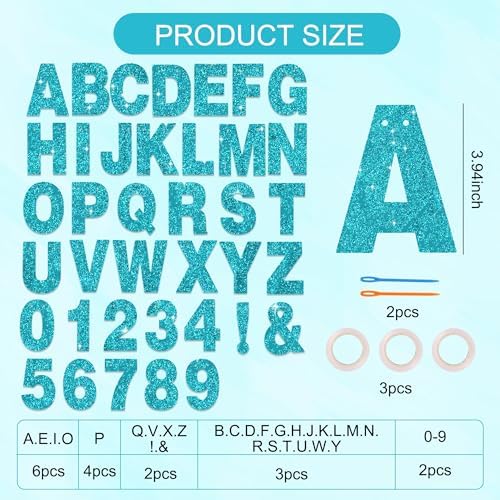 BEISHIDA Glitter Lake Blue 116 PCS A-Z DIY Letter Custom Banner Party Decor - Image 3
