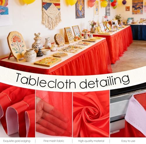 THARAHT Tulle Table Skirt 14FT 420CM Long for Rectangle Tables Round Tables Ruffle Desk Skirt for Princess Girls Birthday Party Cake Dessert Decorations Table Skirt - Image 3