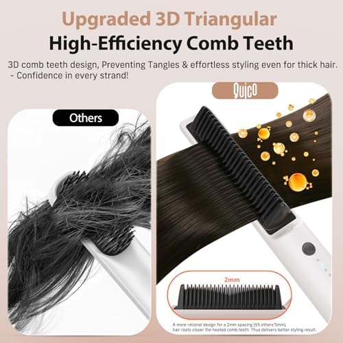Quico Hair Straightener Brush, 100-240V Dual Voltage Straightener Brush - Image 6