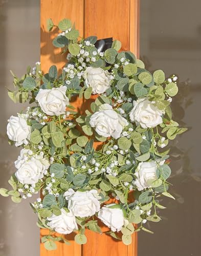 Anna's Whimsy 5.91FT Artificial Eucalyptus Garland with Flowers, Fake Flower Rose Gypsophila, Faux Floral Greenery Garland for Wedding Spring Home Party Craft Art Table Runner Decor - Image 6