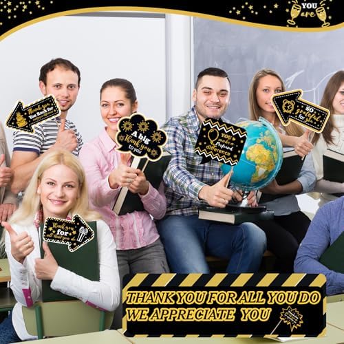 24pcs Customer Service Week Appreciation Decor Photo Prop, Black, Gold - Image 4