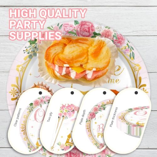 Grencian 96Pcs Princess 1st Birthday Party Decorations for Girls, Serves 24 - Image 6