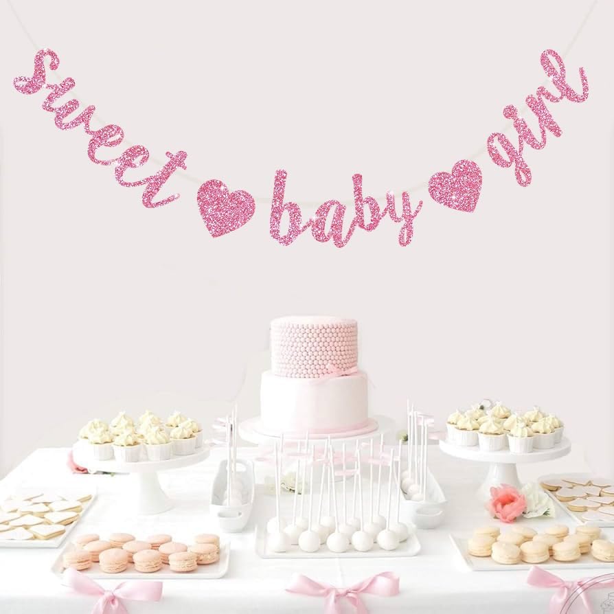 BEISHIDA Pre-Strung Glitter Pink Girl Baby Banner Baby Shower Decor - Image 5