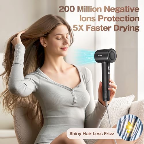 Labiim Hair Dryer, High-Speed Ionic Blow Dryer 110,000 RPM Motor, Black - Image 3
