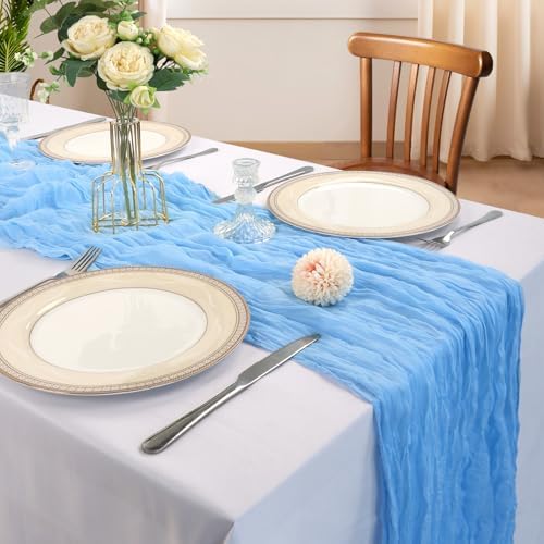 6 Pack 10Ft Baby Blue Cheesecloth Table Runner 23 x 120 Inch - Image 2