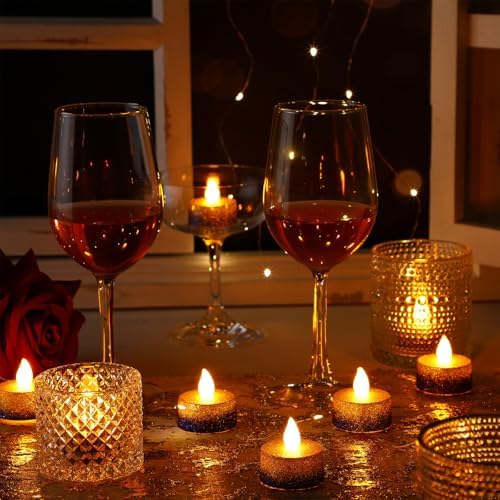 Retisee 48 Pack Flameless LED Candles Glitter Decor,Gold,Blue,1.65 Inch - Image 5