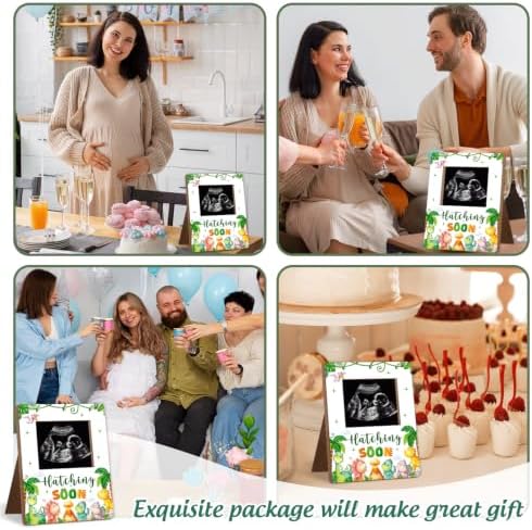 Dinosaur Baby Shower Decor Frame, Hatching SOON Baby Shower Party Supplies for Expecting Parents-to-Be Keepsake Gifts, Pregnancy Sonogram Frame Keepsake, Gender Reveal Presents - Image 7