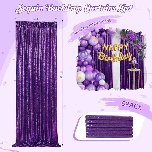 Backdrop Curtain for Halloween Decorations Purple Sequin Curtain - Image 2