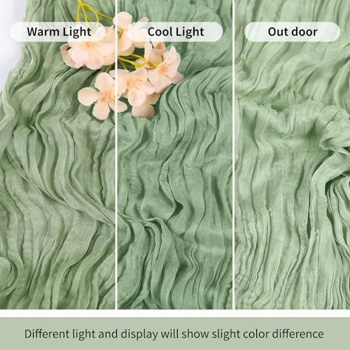 3 Pack Sage Green Cheesecloth Table Runner 17x108 Inch Semi Sheer Boho Gauze Cheese Cloth Fabric Table Runners Table Decor for Wedding Party Baby Shower Birthday Home Decor Garden Farmhouse - Image 7