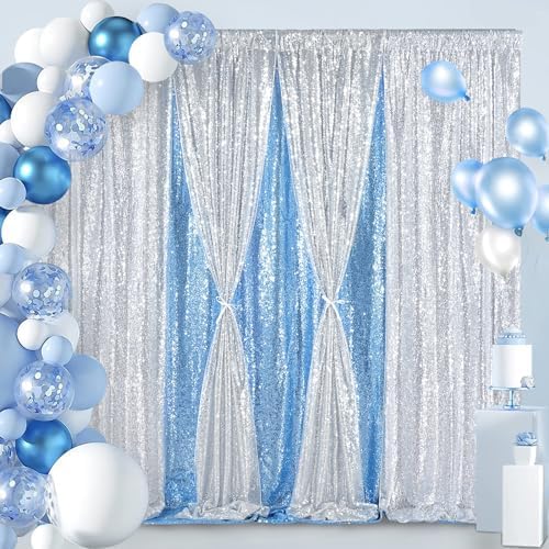 Silver Sequin Backdrop Sequin Wedding Photo Curtains 10ft x 10ft - Image 4