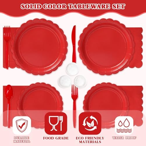 Vyntra 175 Pcs Red Paper Plates and Napkins Party Supplies - Image 3