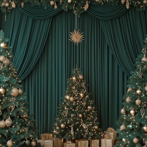 10x10FT Dark Green Backdrop Curtains for Wedding Parties, Wrinkle Free Photo Backdrop Curtains for Wedding Birthday Party Baby Shower, Fabric Drape with Rod Pockets 5ft x 10ft, 2 Panels - Image 2