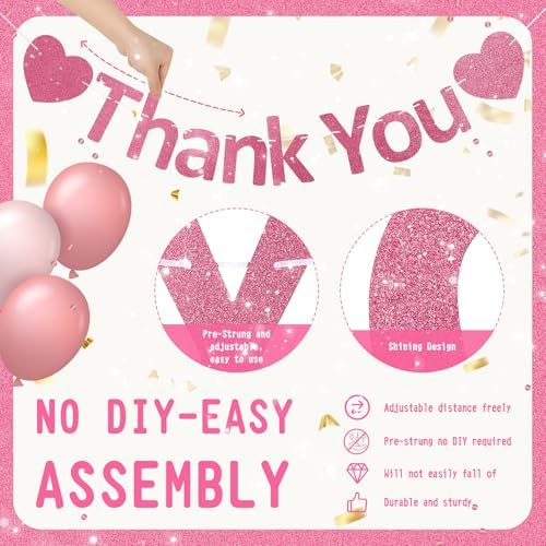 Thank You Banner Appreciation Banner for Appreciation Decorations Teacher Thanks Volunteer Events Office School Organization Thank You Parties (Rose Gold) - Image 2