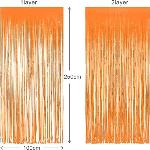 BRAVESHINE Orange Streamers Party Backdrop | Halloween Decorations | 2 Pack - Image 6