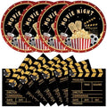 50Pcs Movie Night Plates and Napkins Party Supplies, Disposable Movie Theme Birthday Paper Plates Napkins Tableware Set for Film Action Lights Camera Popcorn Birthday Party Decorations (Movie Night) by Unknown