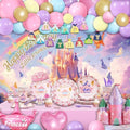 164 PCS Princess Birthday Party Decorations For Girl, 12 Tableware Sets, Castle Balloons, Balloon Arch, Disposable Paper Plates, Backdrop, Balloon Pump, Princess Party Decorations by PartySpot%EF%BC%81
