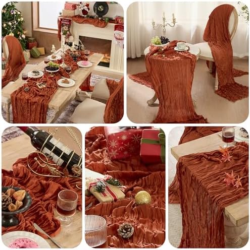 12 Pack Terracotta Cheesecloth Table Runner Boho Gauze Fall Decor - Image 5