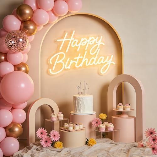 Happy Birthday Neon Sign for Wall Decor, Dimmable LED Light Up Sign - Image 5