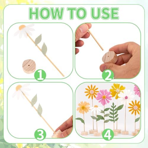 11 PCS Daisy Party Decorations with Wooden Base, Felt Flower Daisy - Image 3