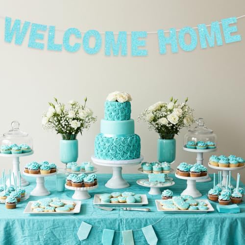 BEISHIDA 116 PCS A-Z DIY Letter Banner Kit Make Your Own Banner Including 111 Letters and Numbers 3 Rope and 2 Threading Device,Customized for Birthday Graduation Wedding Decor Glitter Teal Blue - Image 4