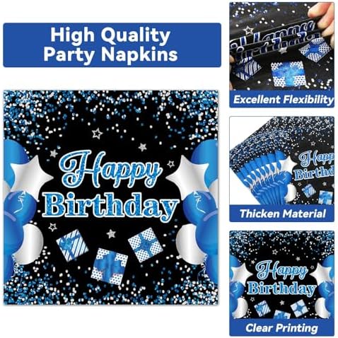 Qyeahkj 100 Pcs 10th Birthday Decorations for Boys Official Teen 10th Supplies Plate Napkin Forks Set Disposable Blue 10th Birthday Tableware Paper Plates Dinnerware for Kids Teenager Favors Serve 25 - Image 4