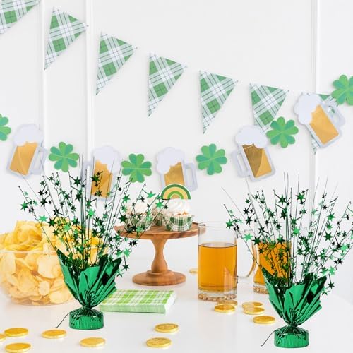 24 Pack Green Metallic Foil Spray Centerpiece Star Table Decoration Burst Table Centerpieces for Birthday New Year Wedding Anniversary Graduation Party Supply (Green) - Image 6