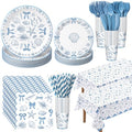 Vesici 452 Pcs Blue Bow Seashell Coastal Beach Party Supplies for 50 Guests by Vesici