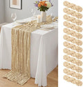 12 Pack Beige Cheesecloth Table Runner 10Ft, Gauze Table Runners 21.5 x 120 inch,Semi Sheer Cheese Cloth Fabric Runner Bulk for Wedding,Party,Baby Shower,Bridal Shower by Yemosa