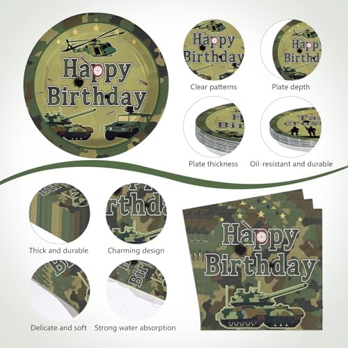 170Pcs Camo Army Birthday Party Decorations Serves 24 - Image 3