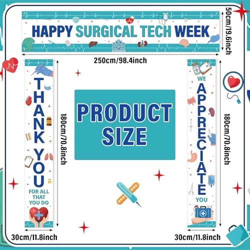 Smoothnovelty 3 Pcs Multicolor Surgical Tech Week Banner - Image 2