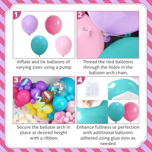 Rainbow Colorful Balloons Arch Ice Cream Birthday Donut Candy Decorations - Image 6