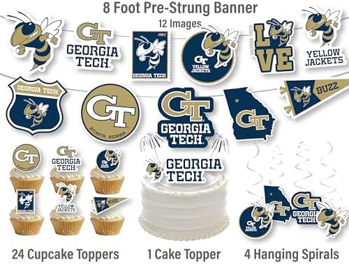 Georgia Tech Party Decorations Cupcake Toppers Graduation Party Decor 42 Pc - Image 3